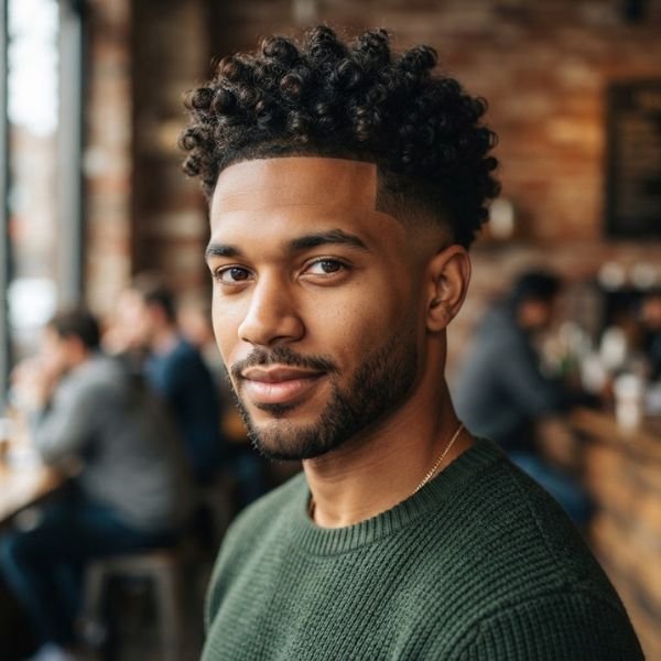 3C Curly Hair With Mid Taper Fade
