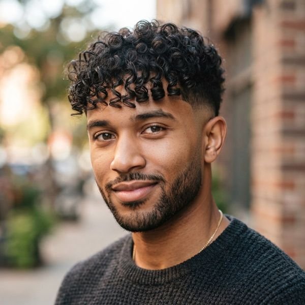 Curly Fringe With Mid Taper