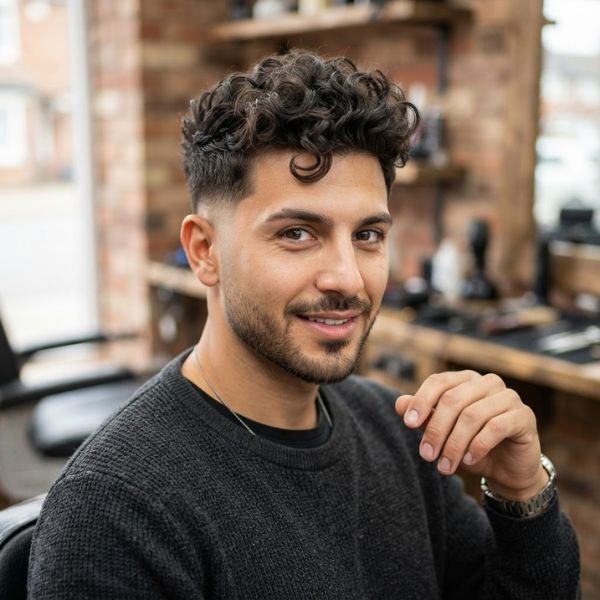 Curly Quiff With Mid Taper