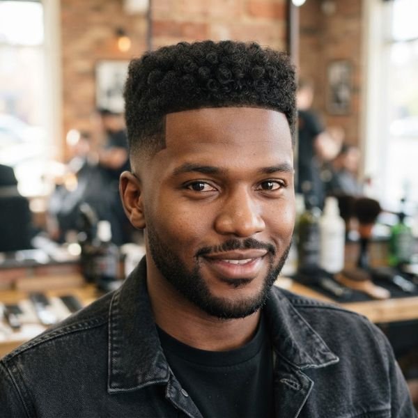 Curly Taper Fade with Flat Top