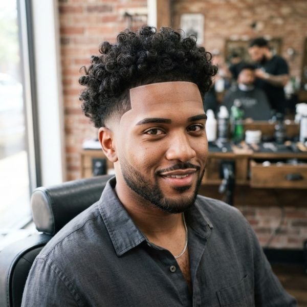 Curly Textured Top With Mid Taper