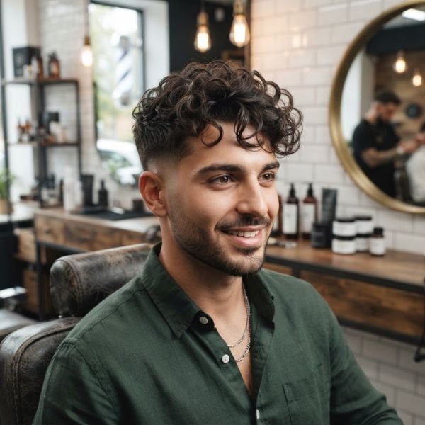 Loose Curly Mid Taper Fade