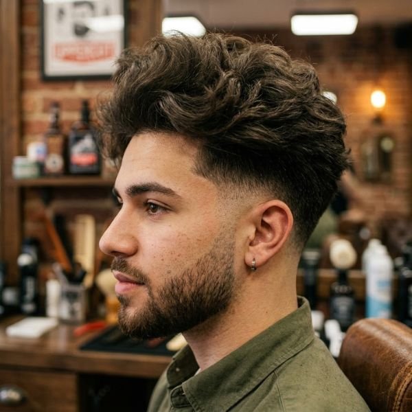 Low Drop Taper Fade With Fluffy Hair