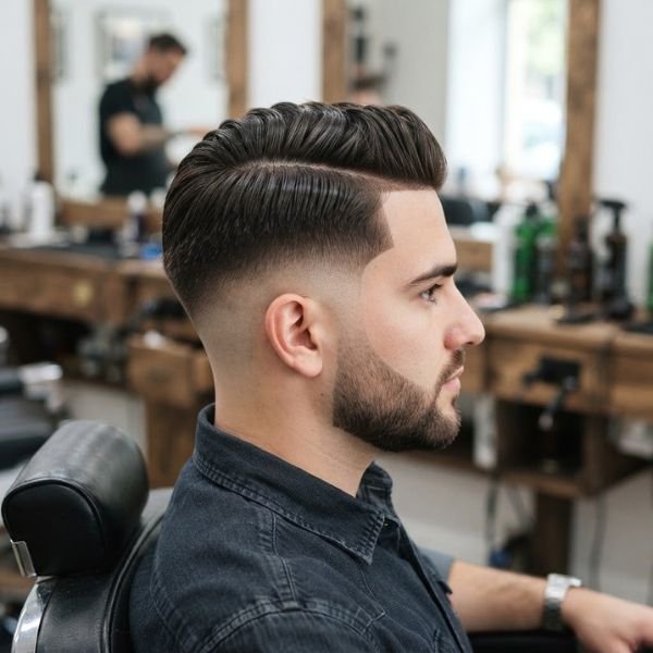 Low Fade Haircut with Comb Over