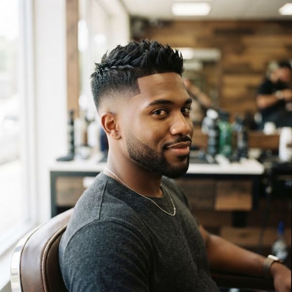 Low Fade Haircut with Short Spikes