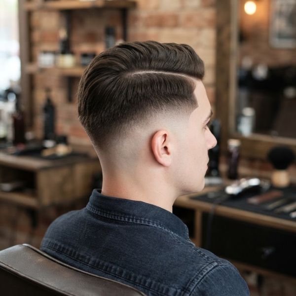 Low Fade Haircut with Side Part