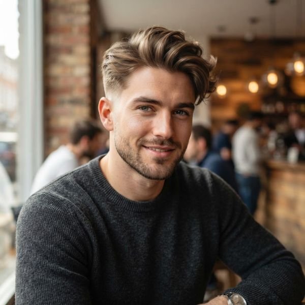 Low Taper Fade With Fluffy Side Part