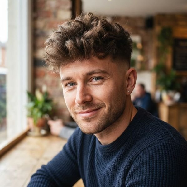 Low Taper Fade With Messy Fluffy Hair