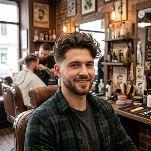 Low Taper Fade With Wavy Fluffy Hair
