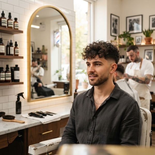 Messy Curly Mid Taper Fade