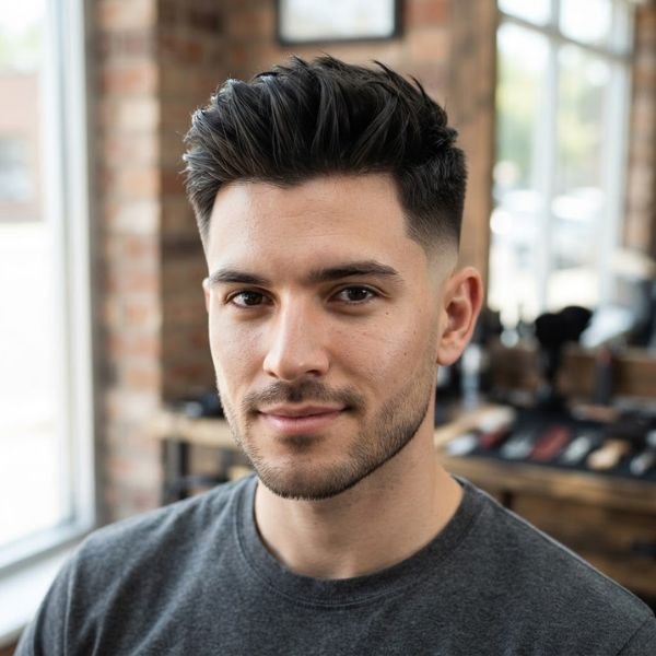 Short Brush Up with Low Taper Fade