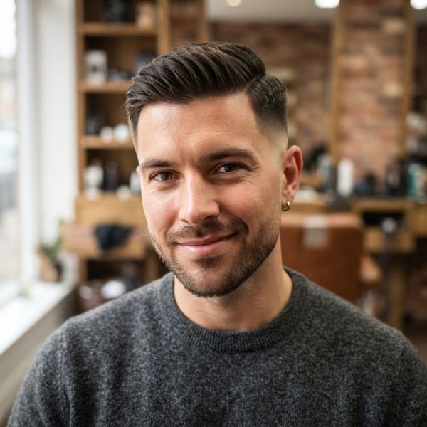 Short Comb Over with Low Taper Fade