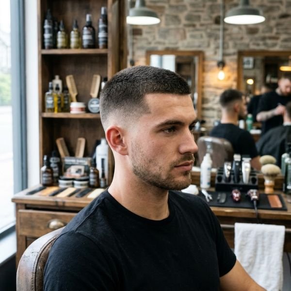Short Crew Cut with Low Taper Fade
