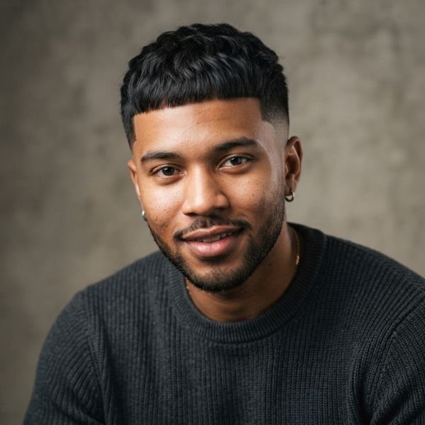 Short Fringe with Low Taper Fade