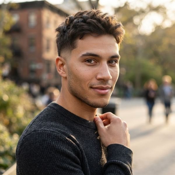 Short Messy Hair with Low Taper Fade