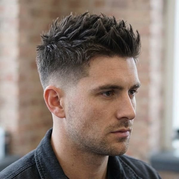 Short Spiky Hair with Low Taper Fade