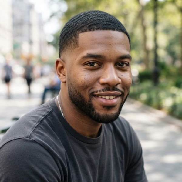 Short Wavy Hair with Low Taper Fade